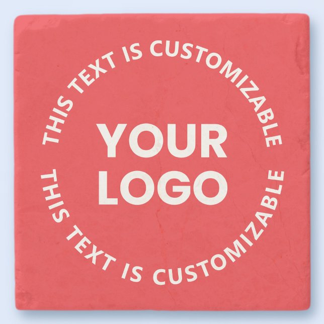 Your Logo/Any Uploaded Image & Circular Text | Red Stone Coaster (Creator Uploaded)