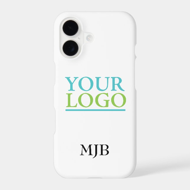 Your Logo/Art/Photo, Black Monogram on White iPhone Case (Back)