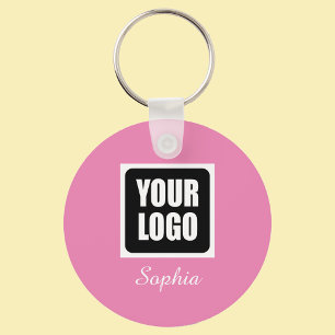 Your Logo/Art/Photo, DIY Script Name, Pink Key Ring