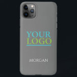 Your Logo/Art/Photo, DIY White Name on Gray iPhone 11Pro Max Case<br><div class="desc">Personalize with your Name and Art or Photo in white text on gray background. Can also be used for your Company Logo and Name.</div>