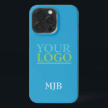 Your Logo/Art/Photo, Monogram, Sky Blue iPhone 13 Pro Case<br><div class="desc">Personalise with your company logo,  art or photo and white monogram on sky blue background.</div>
