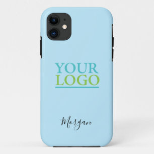 Your Logo/Art/Photo, Name Black Script, Light Blue Case-Mate iPhone Case