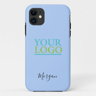 Your Logo/Art/Photo, Name Black Script, Pale Blue Case-Mate iPhone Case
