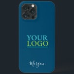 Your Logo/Art/Photo, Name White Script, Ocean Blue<br><div class="desc">Personalise with your Logo,  Art or Photo and name in white script on ocean blue background. Click “Edit Using Design Tool” to change colours and type styles.</div>