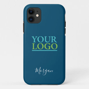 Your Logo/Art/Photo, Name White Script, Ocean Blue Case-Mate iPhone Case