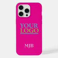 Your Logo/Art/Photo, White Monogram, Hot Pink