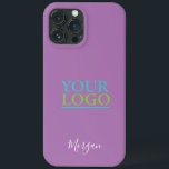 Your Logo/Art/Photo, White Script Name, Lavender iPhone 13 Pro Max Case<br><div class="desc">Personalise with your Logo,  Art or Photo and name in white script on lavender background.</div>