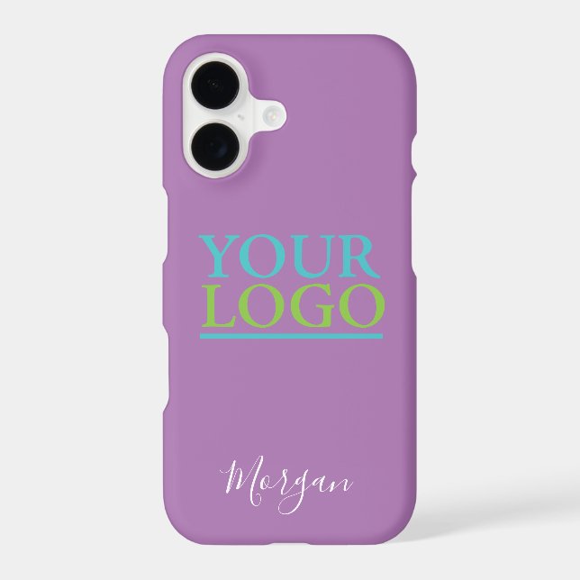 Your Logo/Art/Photo, White Script Name, Lavender iPhone Case (Back)