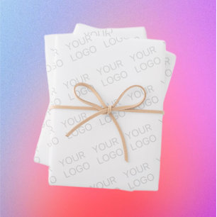Your Logo Automatically Lightened & Repeating Wrapping Paper Sheet