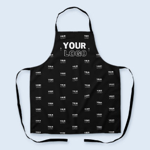 Your Logo & Background Repeating Logo Black Apron