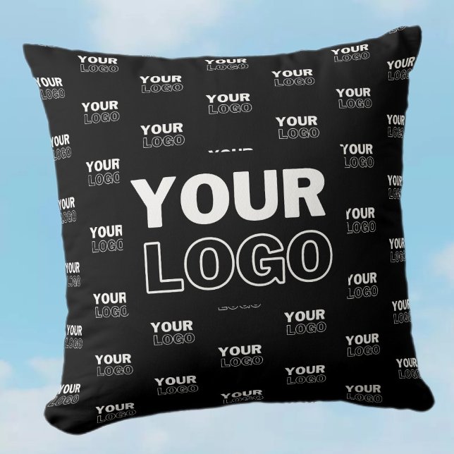 Your Logo & Background Repeating Logo | Black Cushion (Creator Uploaded)