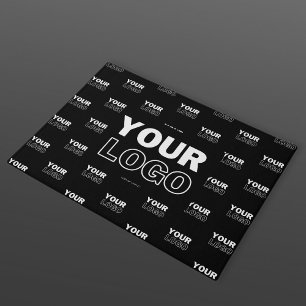 Your Logo & Background Repeating Logo Black Doormat