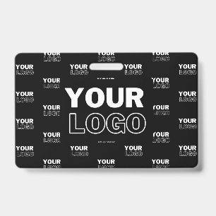 Your Logo & Background Repeating Logo   Black ID Badge