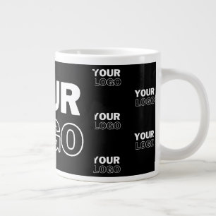 Your Logo & Background Repeating Logo   Black Large Coffee Mug