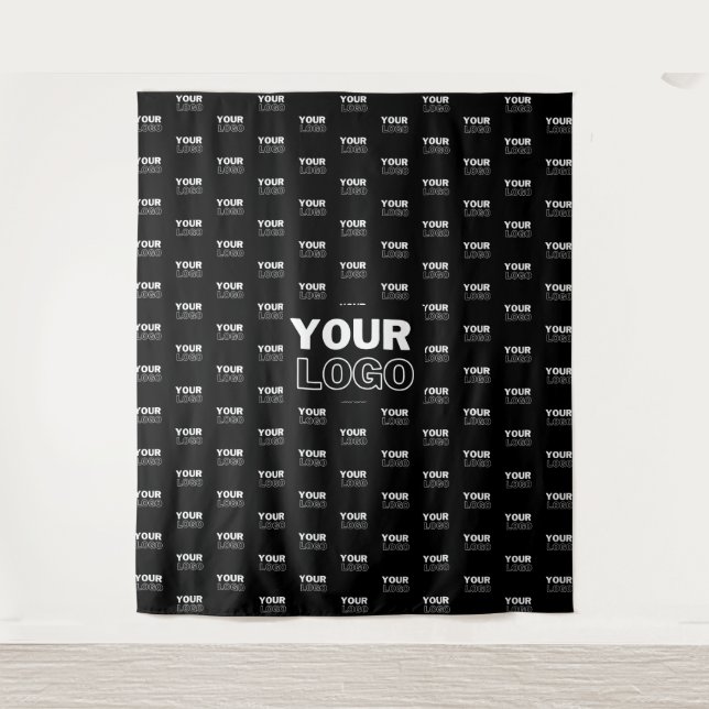 Your Logo & Background Repeating Logo | Black Tapestry (Front)