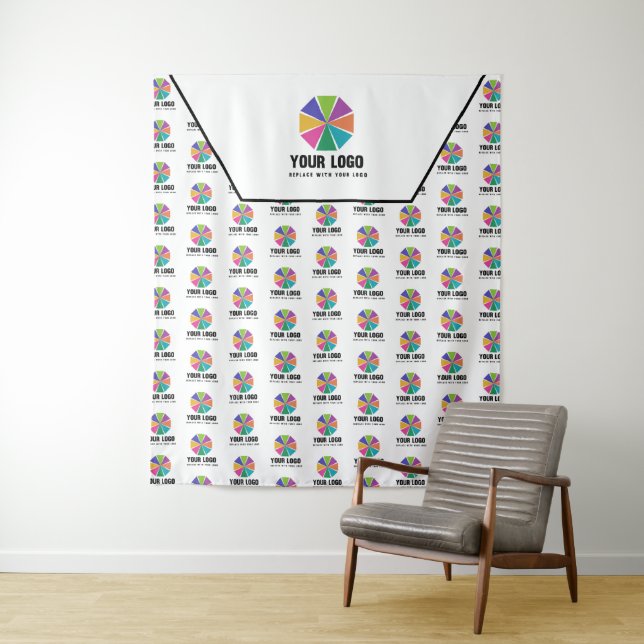 Your Logo Bigger & Pattern Promotional Backdrop Tapestry (In Situ)
