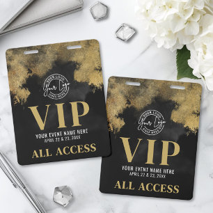 Your Logo Black Gold Event VIP ID Badge