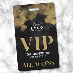 Your Logo Black Gold Event VIP ID Badge