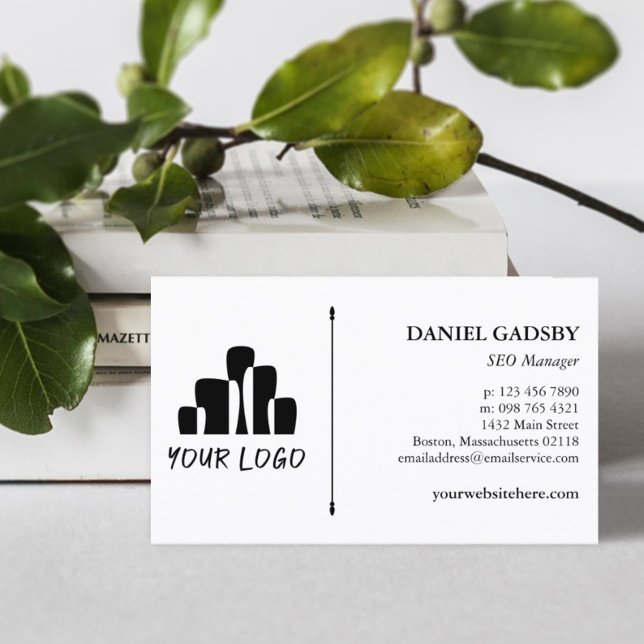 Your Logo Black White Practical Minimalist Business Card (Creator Uploaded)