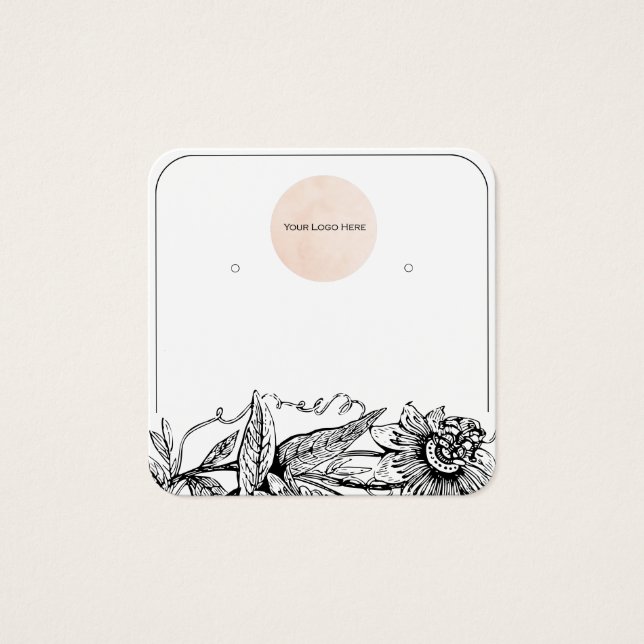 Your Logo Black & White Round Earring Display Card (Front)