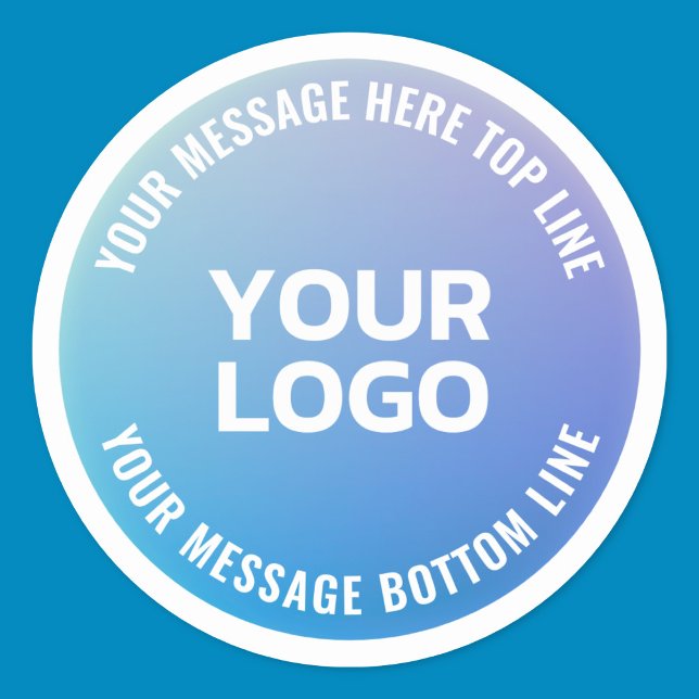 Your Logo | Blue to Purple Ombre & Circular Text Classic Round Sticker (Creator Uploaded)