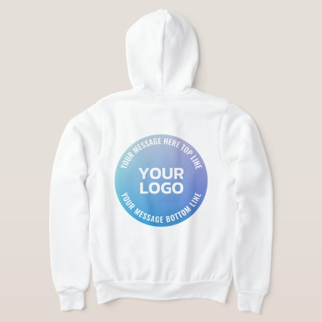 Your Logo | Blue to Purple Ombre & Circular Text Hoodie (Laydown Back)