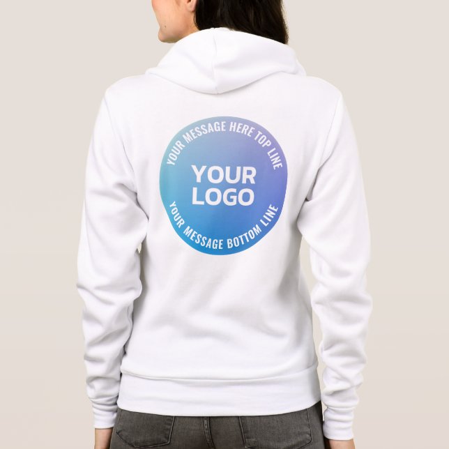Your Logo | Blue to Purple Ombre & Circular Text Hoodie (Back)