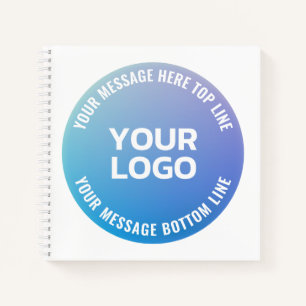 Your Logo Blue to Purple Ombre & Circular Text Notebook