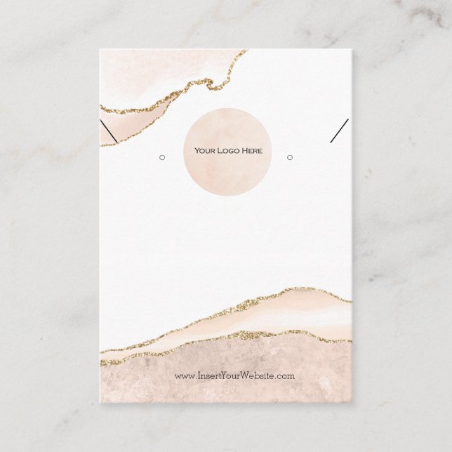 Your Logo Blush & Gold Vertical Combo Large Business Card (Front)