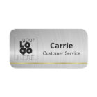 Your Logo Brushed Metallic Silver Name Tag w/ Gold