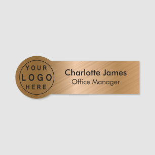 Your Logo Brushed Radial Metallic Brass Name Tag