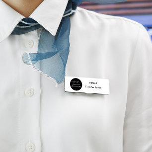 Your Logo Brushed Radial Metallic Silver Name Tag