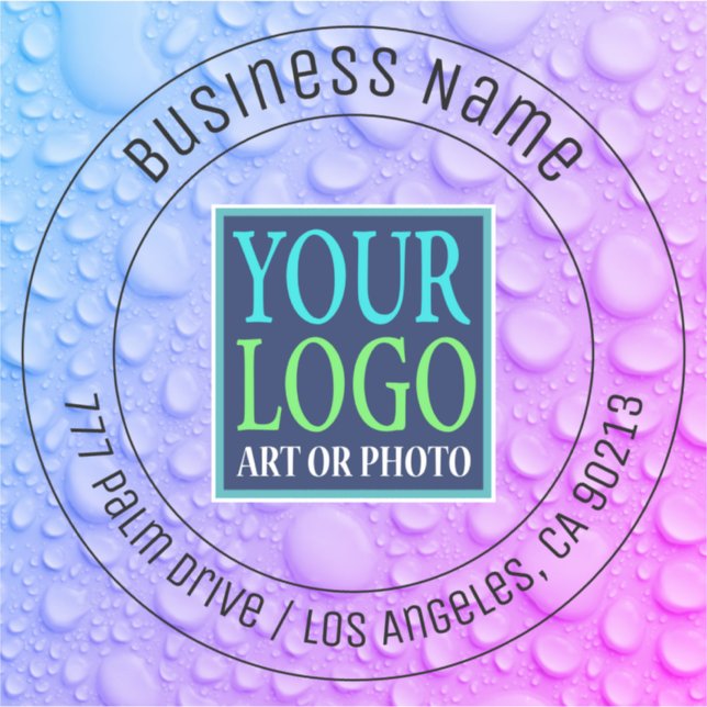Your Logo Bus Name Address Water DripsBlue/Purple  (Front)