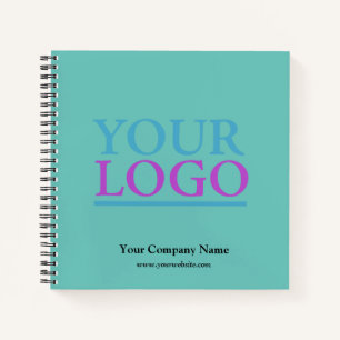 Your Logo, Bus.Name, Website & Info Promo, Lt Teal Notebook