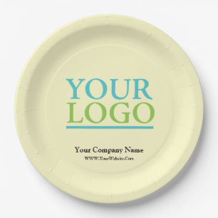 Your Logo Busines Name & Website Promo Pale Yellow Paper Plate