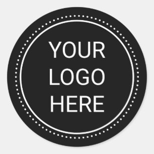 Your Logo Business Classic Round Black Sticker