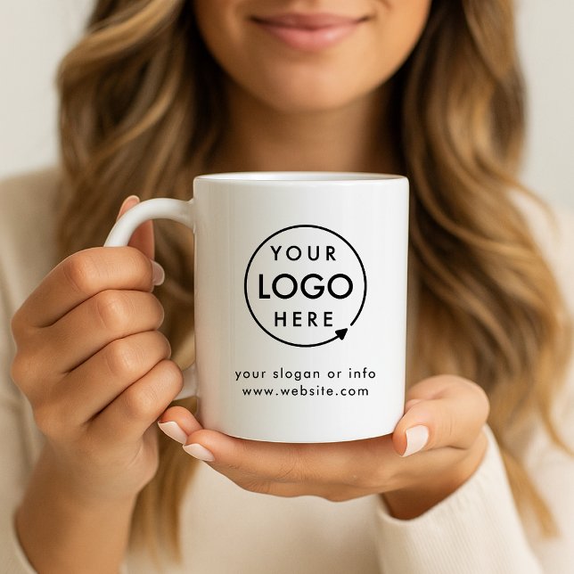 Your Logo | Business Corporate Modern Minimalist Coffee Mug (Company branded professional coffee mugs for small business promotion.)