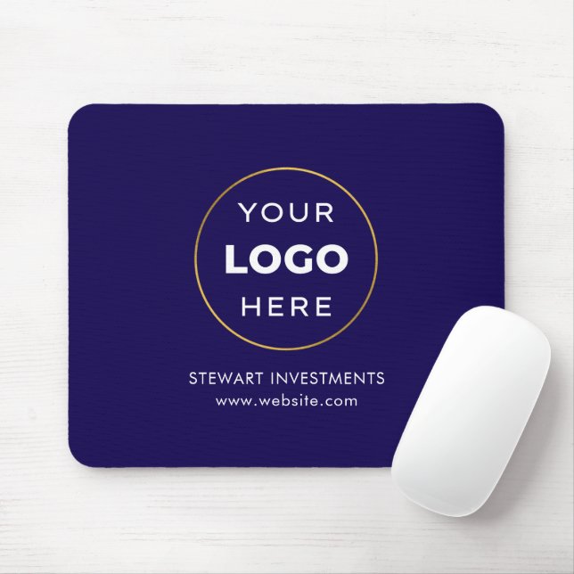 Your Logo Business Corporate Navy Blue  Mouse Pad (With Mouse)