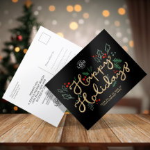 Your Logo Business Gold Happy Text Holidays Black