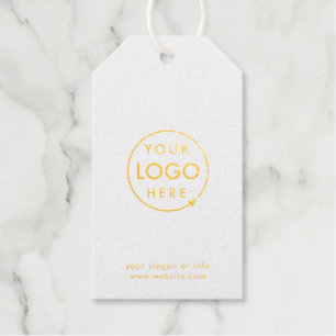 Your Logo   Business Modern Minimal White and Gold Gift Tags