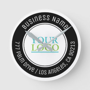 Your Logo, Business Name, Address, or Any Text Round Clock