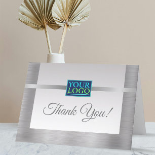 Your Logo, Business Name, Message, Silver Thank You Card