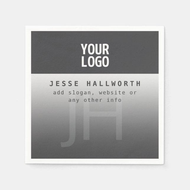 Your Logo, Business Name & Monogram  Napkin (Front)