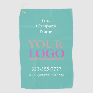 Your Logo, Business Name Promo, Customise, Teal Golf Towel