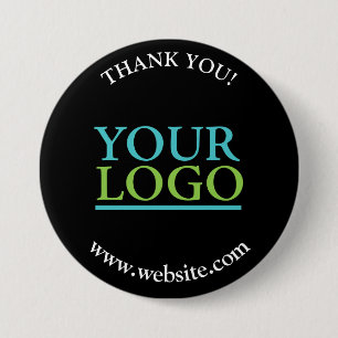 Your Logo, Business Name Promo, DIY Message, Black 7.5 Cm Round Badge