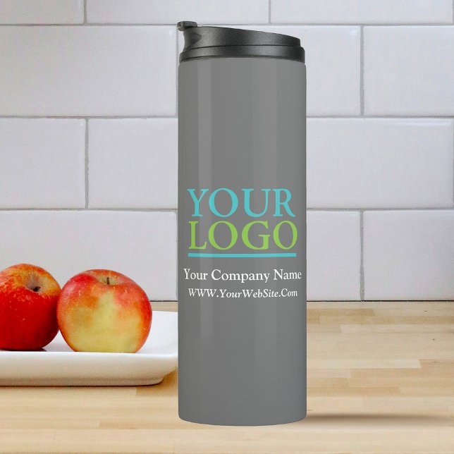 Your Logo, Business Name Promo, DIY Message, Grey Thermal Tumbler (Creator Uploaded)