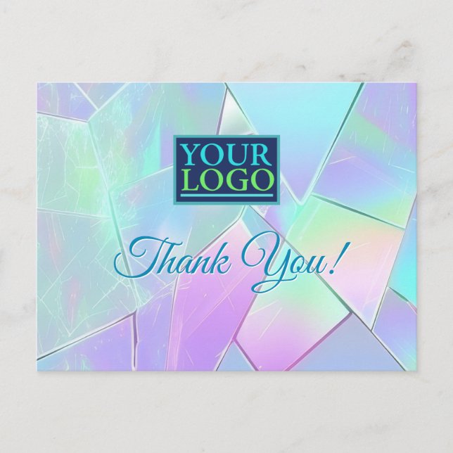Your Logo, Business Name, Teal & Purple Iridescent Postcard (Front)