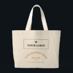 Your Logo Business Name Website Promotional Large Tote Bag<br><div class="desc">Promotional tote bag for your small business printed with your logo,  and in golden yellow,  your business name (or your service) in an arch above your location and your website. Printed on both sides!</div>