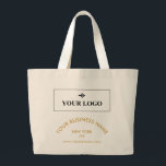 Your Logo Business Name Website Promotional Large Tote Bag<br><div class="desc">Promotional tote bag for your small business printed with your logo,  and in golden yellow,  your business name (or your service) in an arch above your location and your website. Printed on both sides!</div>