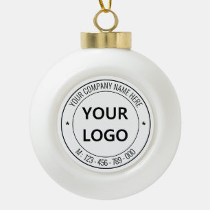 Your Logo Business Office Personalised Party Ceramic Ball Christmas Ornament